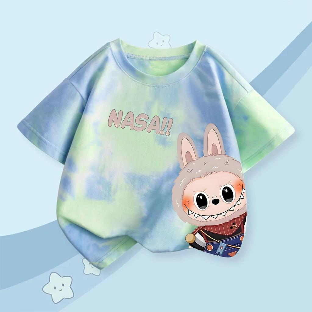 Monster Elf Cartoon Graphic Labubu Kids Printed T-shirt Summer Men's and Women's Casual Outdoor Girl Short Sleeved T-shirt Top