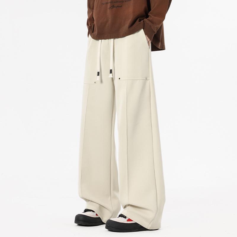

Men s American Style Casual Drapey Trousers: Spring/Autumn Loose Wide-Leg Sports Pants L хаки