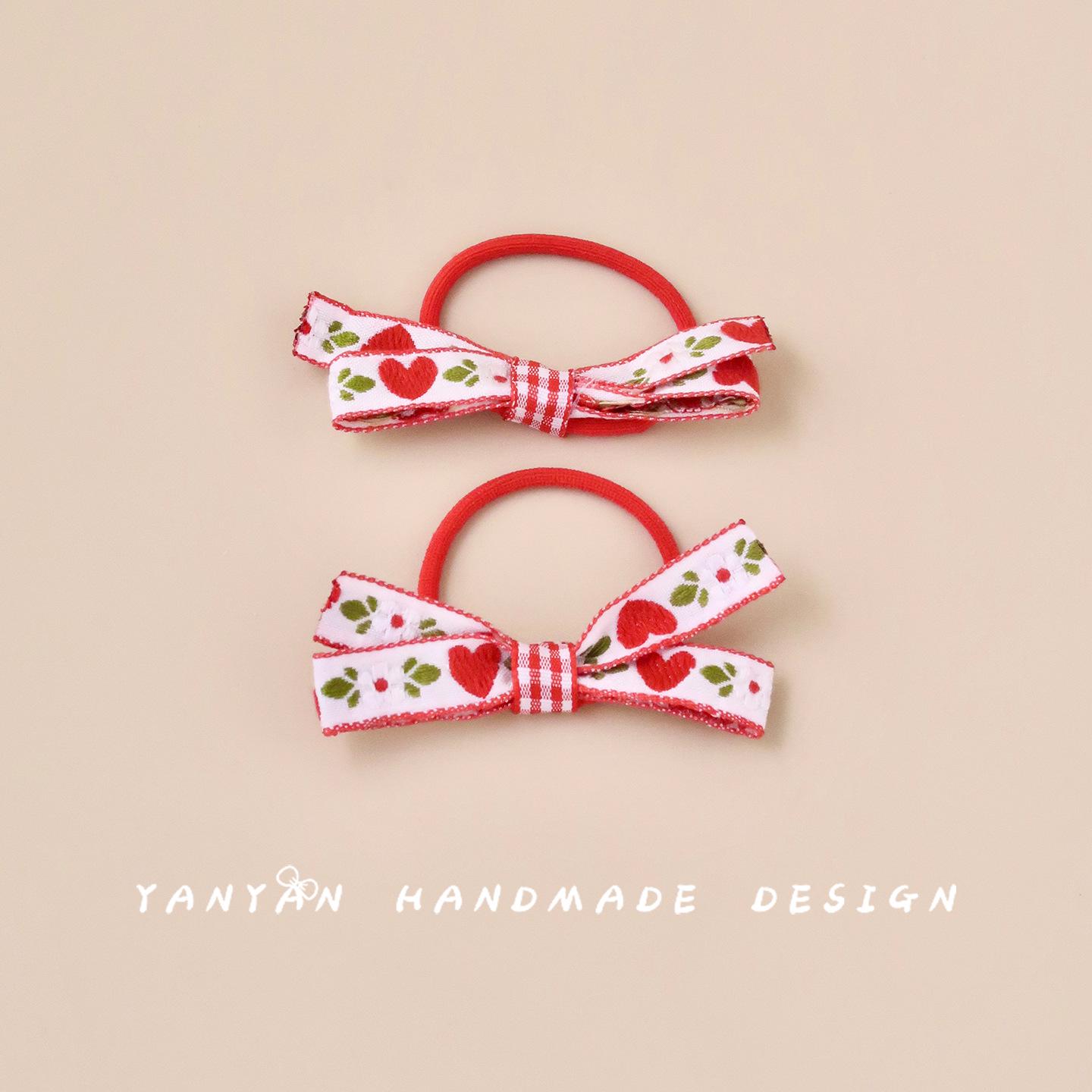

Girls Floral Embroidered Bow Hair Tie - Sweet Autumn/Winter Style One Set