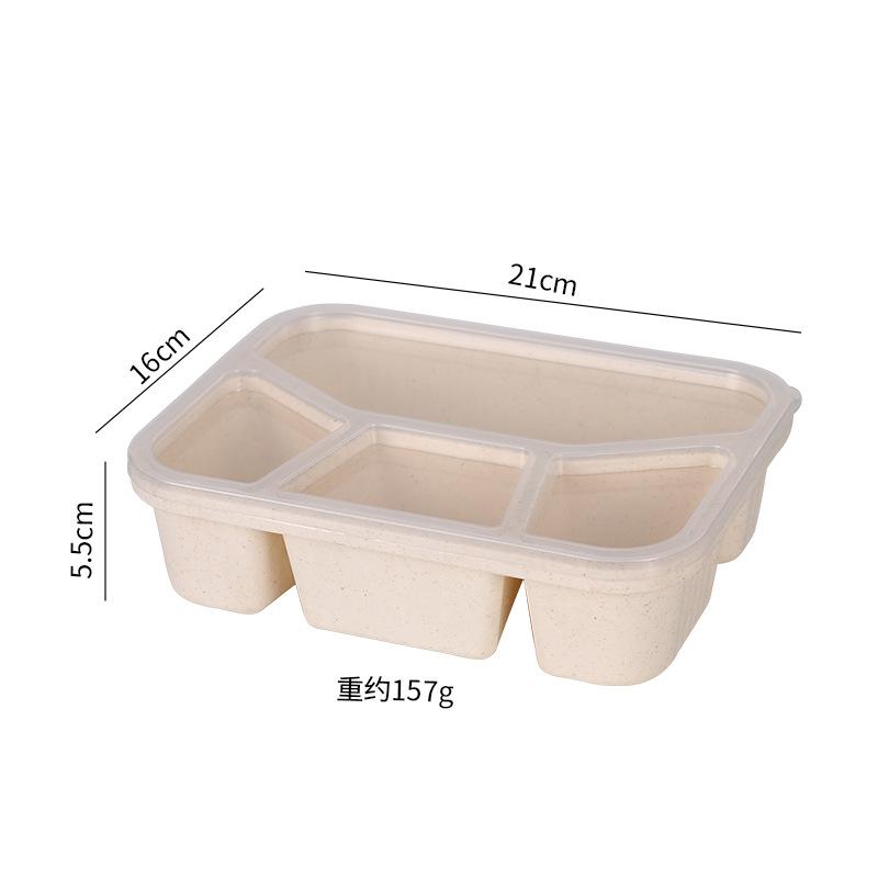 Student Square Lunch Box 4 Compartments, Bento Box Snack & Dry Fruit Container, Food Storage Snack Plate, Leak-Proof