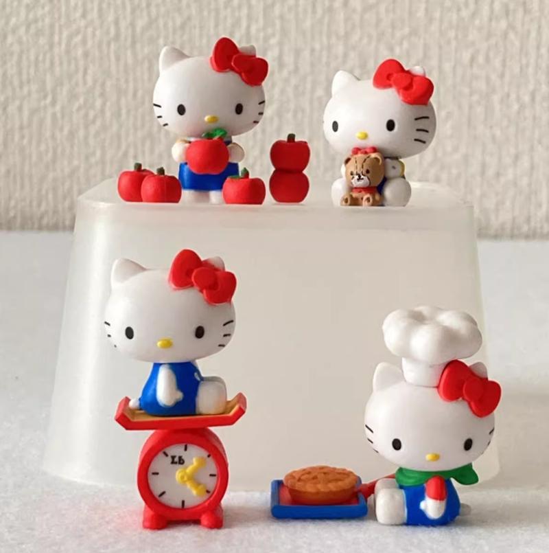 

Kt Cat Apple Chef Dress Up Gachapon Doll Present Plaything Model Anime Figure Collection Accessories Birthday Surprise Gifts For Girls