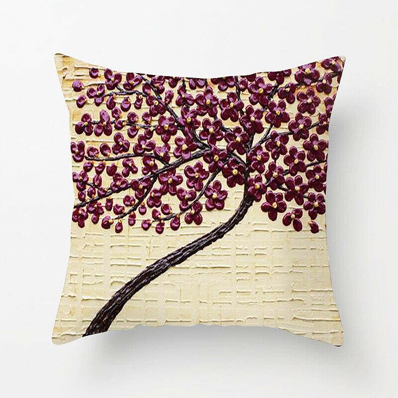 

Tree Painted 3d Flowers Cotton Linen Cushion Pillowslip Case Cover 4545cm Decor M