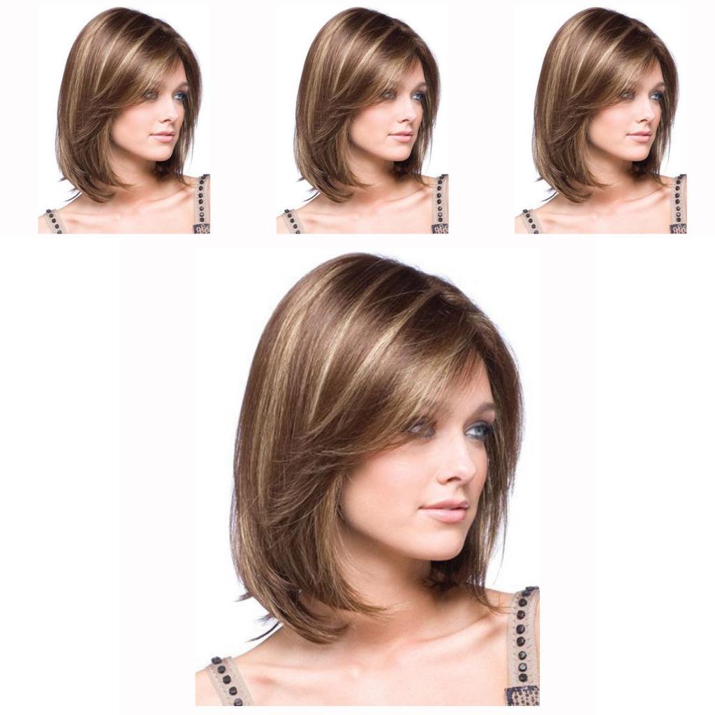 Short Straight Wig With Hightemperature Silk For Womens Face Shaping And Fashion Style