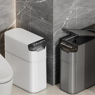 Household Bins Bathroom Toilet Crevice Bins Living Room Bedroom Large Capacity with Lid Storage Barrel Waste Paper Basket