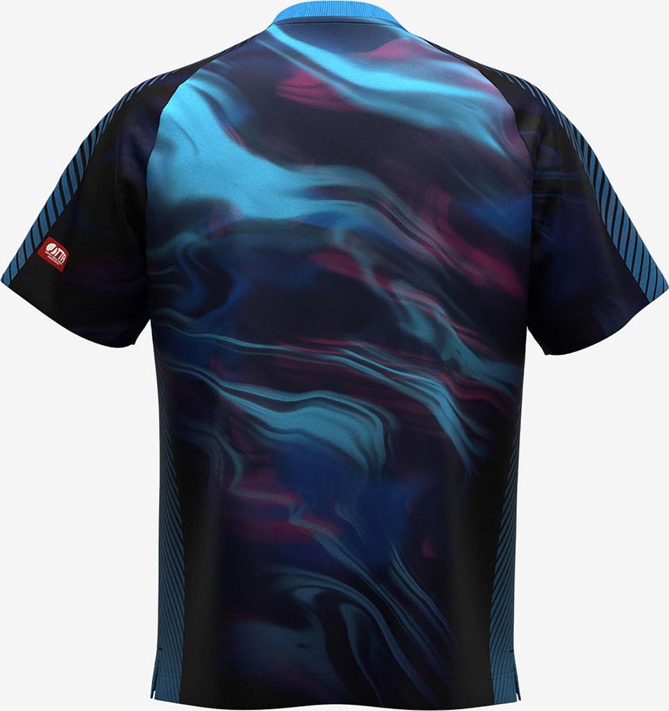 Butterfly Table Tennis Game Limeral JTTA Navy x Sky Size 47800 Shirt, Shirt, Moisture-wicking, Quick-drying, Stretchable, Approved, Unisex, Blue, L,
