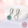 New in 925 Silver Lucky Clover Earrings for Women Girl Green Leaf Ear Studs Fine Jewelry Fashion Luxury Anniversary