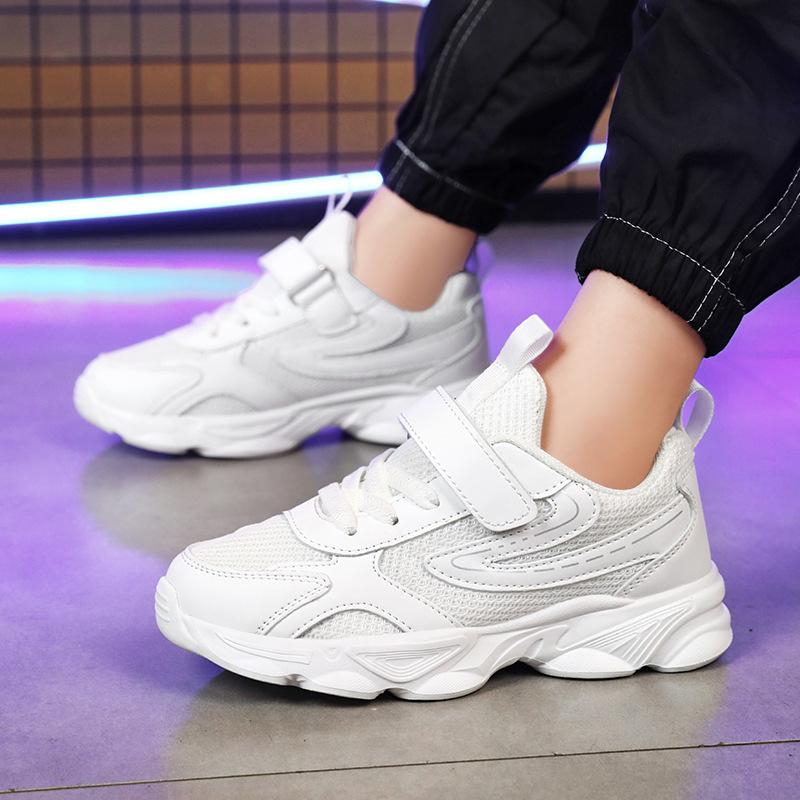 New boys' mesh shoes, girls' sports shoes, children's white shoes, school casual running shoes for older kids, black shoes