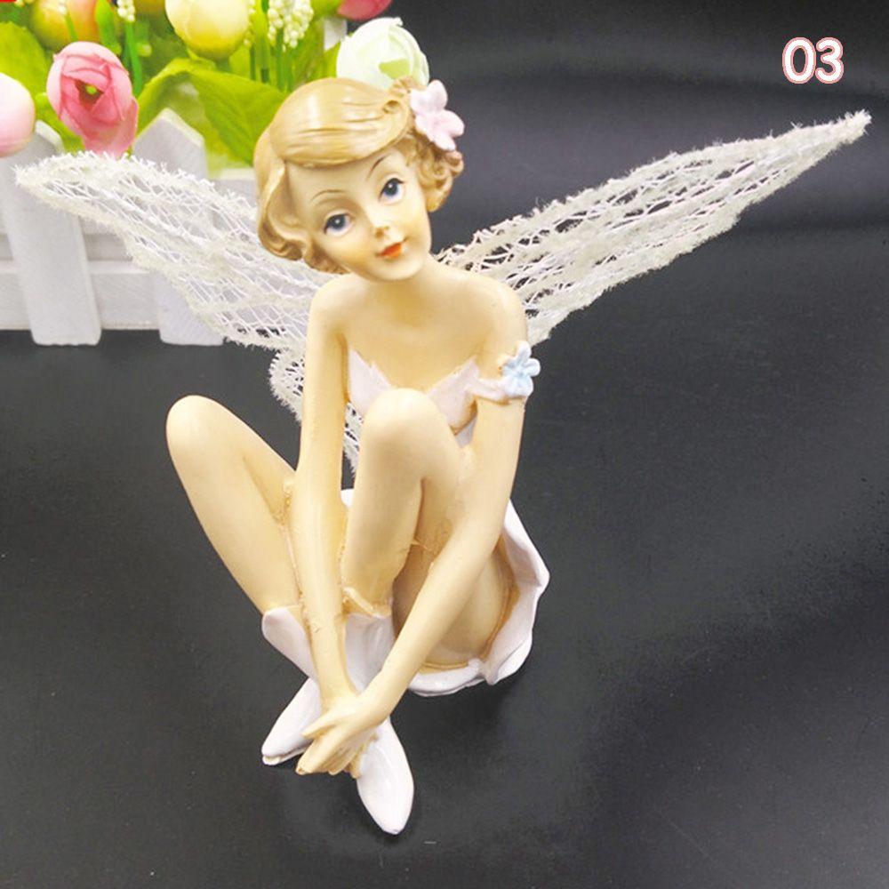 Toy Figures Resin Car Cake Decor Flying Flower Fairy Garden Flower Ornaments  White Angel Doll