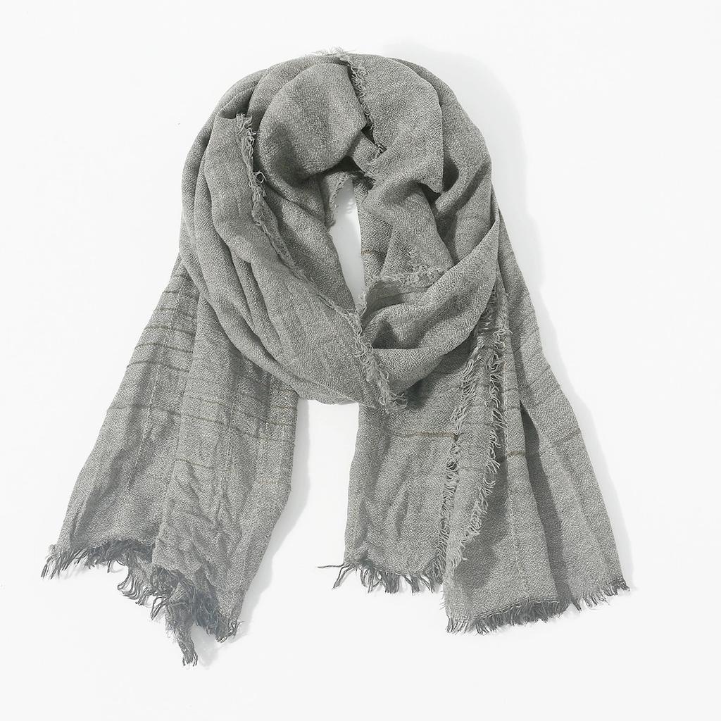 Vintage Striped Men'S Khaki Scarves Winter Men Warm Scarf Tassel Long Shawl Male Accessories