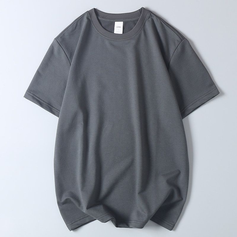 Export Export Orders! 220G Combed Cotton Sweater Short Sleeve T-shirt Summer Men's Pure Color Crew Neck Casual Half Sleeve