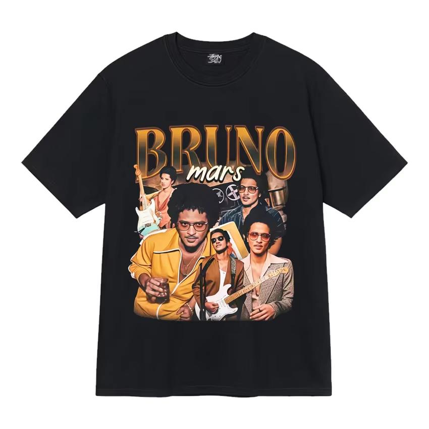 Singer Bruno Mars 24k Magic World Tour Fashion Graphics T Shirts Mens Aesthetic Hip Hop Tshirt Casual Summer Streetwear Unisex
