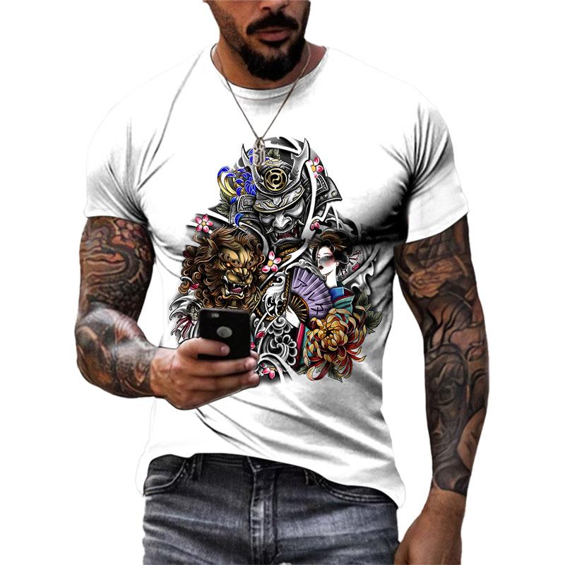 Summer Fashion Japanese Samurai Cool T Shirt Men Trend Casual Printed Streetwear O-neck Short Sleeve Quick-drying T-shirt