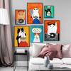 Funny Cartoon Animal Poster Modern Nordic Wall Art Dog Cat Beauty Salon Canvas Painting Cat Playing Guitar Print Home Room Decor