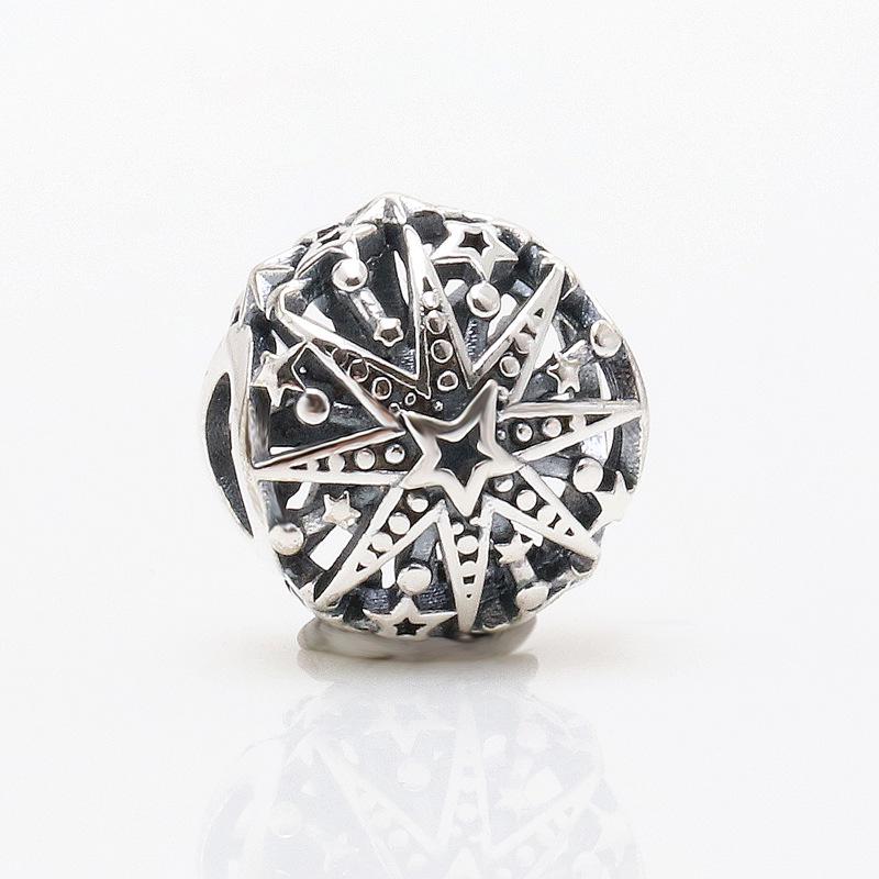 Silver-Plated Celestial Snowflake Amulet with Inlaid Diamond Beads - Elegant Gift for Women