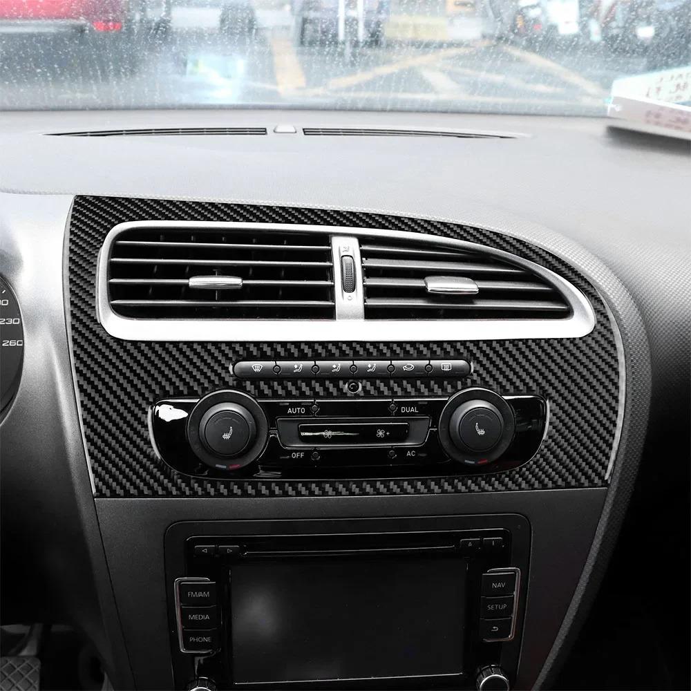 Real Soft Carbon Fiber Car Instrument AC Panel Sticker For Seat Leon León Mk2 1P 2005 2006 2007 2008 2009 2010 2011 2012 LHD RHD