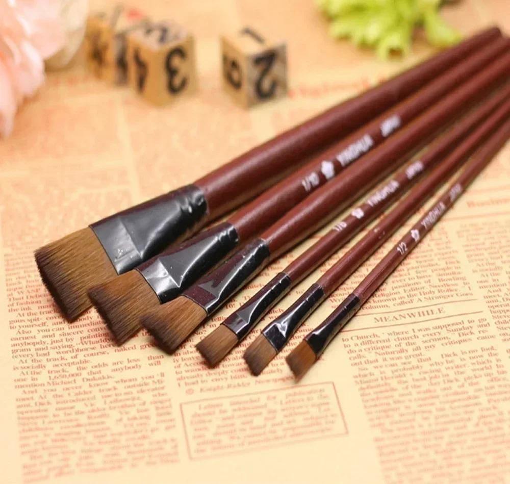 6pcs/set Professional Painting Set  Acrylic Oil Watercolors Artist Paint Brushes Supplies Nylon Wool Brush Art Accessories