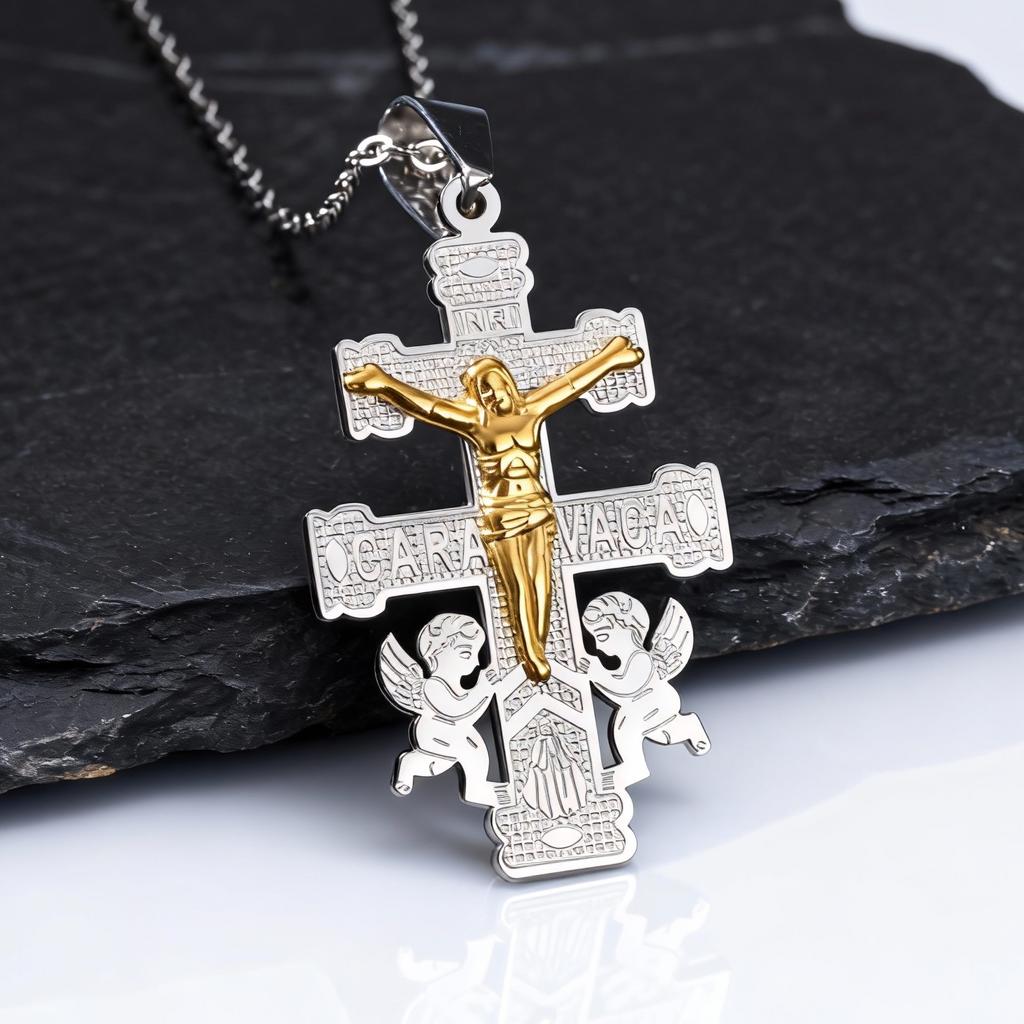 Der Orthodoxe Kirchenkreuz Halskette für Männer, Edelstahl Kreuz Jesu Halsbänder, Russischer Religiöser Glaube Schmuck Geschenk