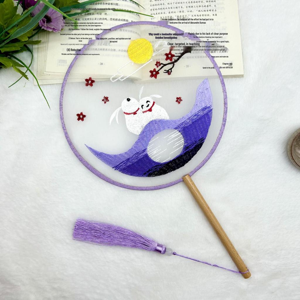 Ancient Style Single-Sided Suzhou Embroidery Dance Fan