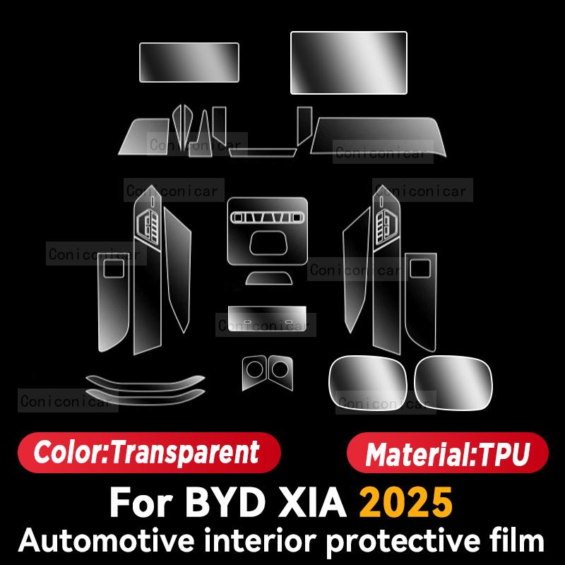 

For BYD XIA 2025 Panel Dashboard Navigation Automotive Interior Protective Film TPU Anti-Scratch Sticker Protect RHD