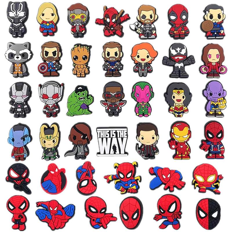 

40pcs Marvel Shoe Charms PVC Detachable Shoe Accessories for Crocs Cartoon Shoe Decor