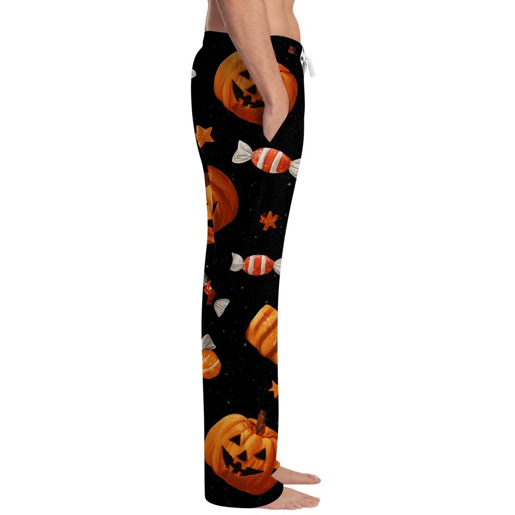 Men's Halloween Print Drawstring Lounge Pants Casual Sleepwear Pants Lightweight Comfortable Fit for Relaxing At Home or Sleep