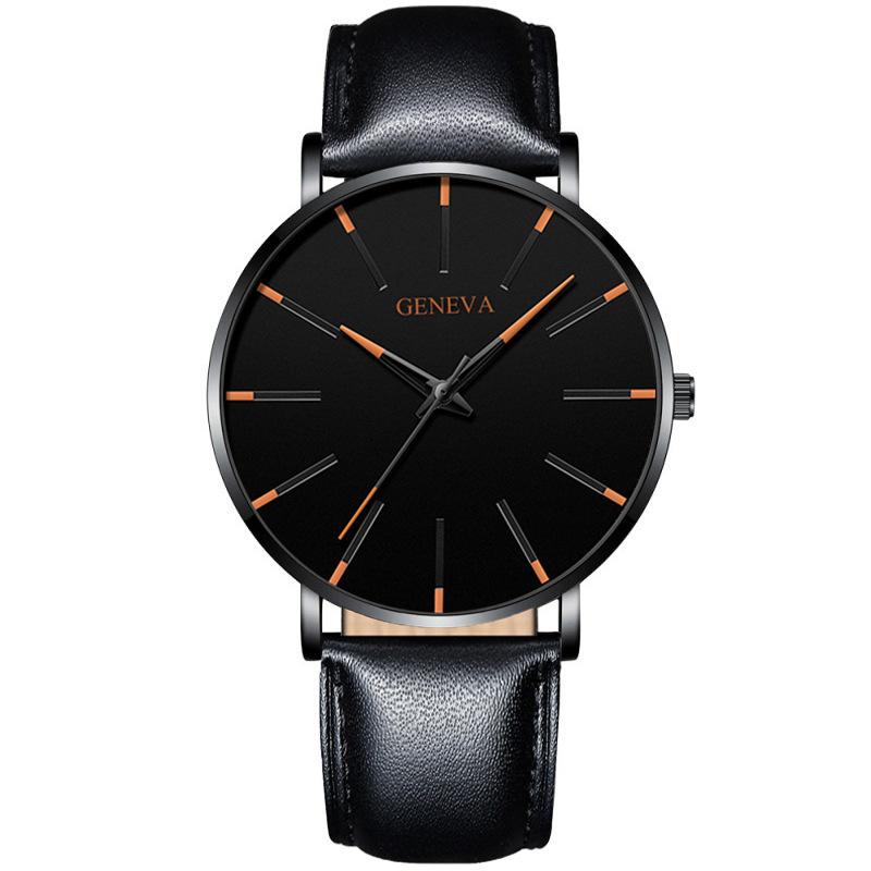Geneva Fashion Men'S Leather Quartz Watch Casual Business Men'S Watch Slim Watch