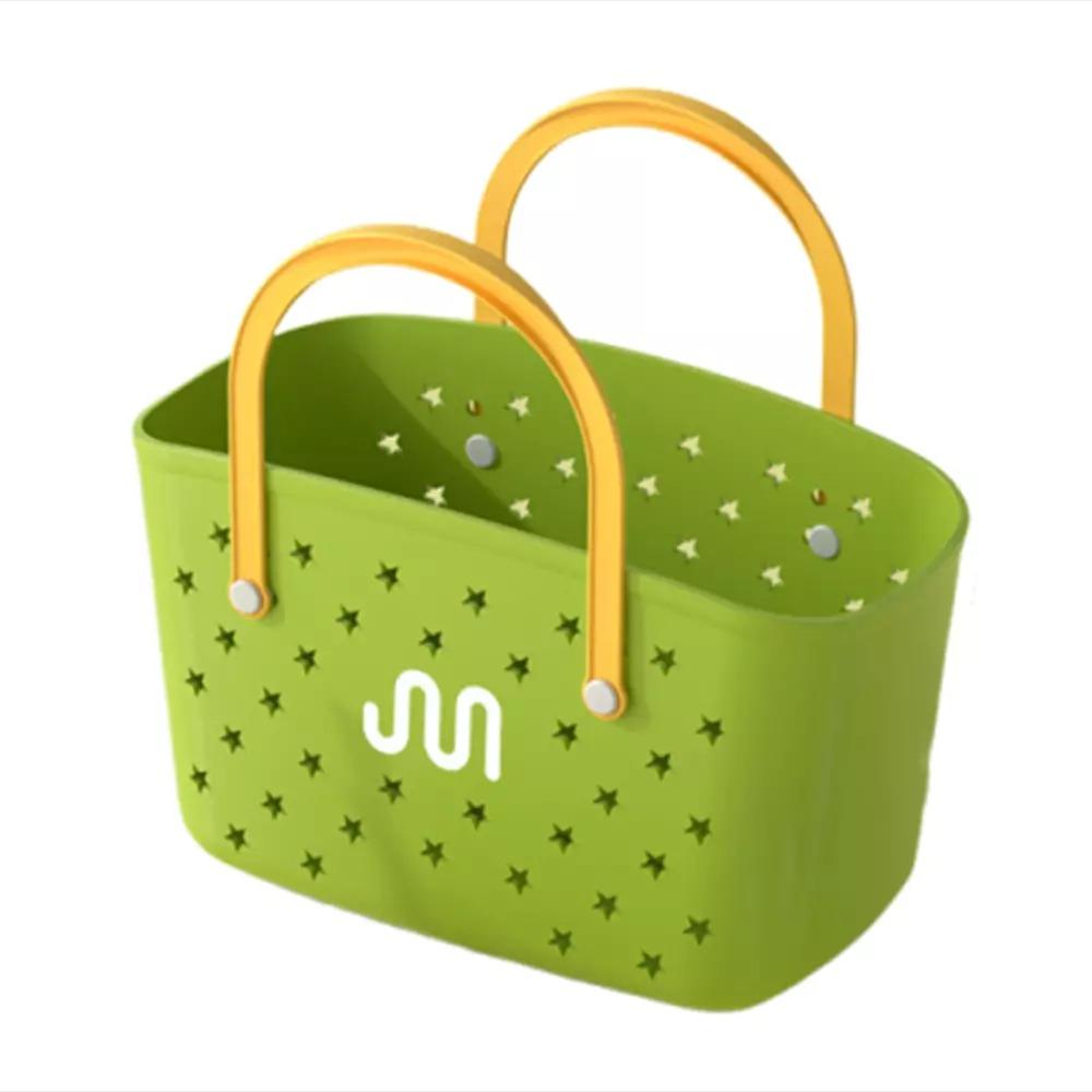 

Пляжная сумка большой вместимости, пластиковая корзина для ванной, портативная корзина для хранения в ванной зелёный