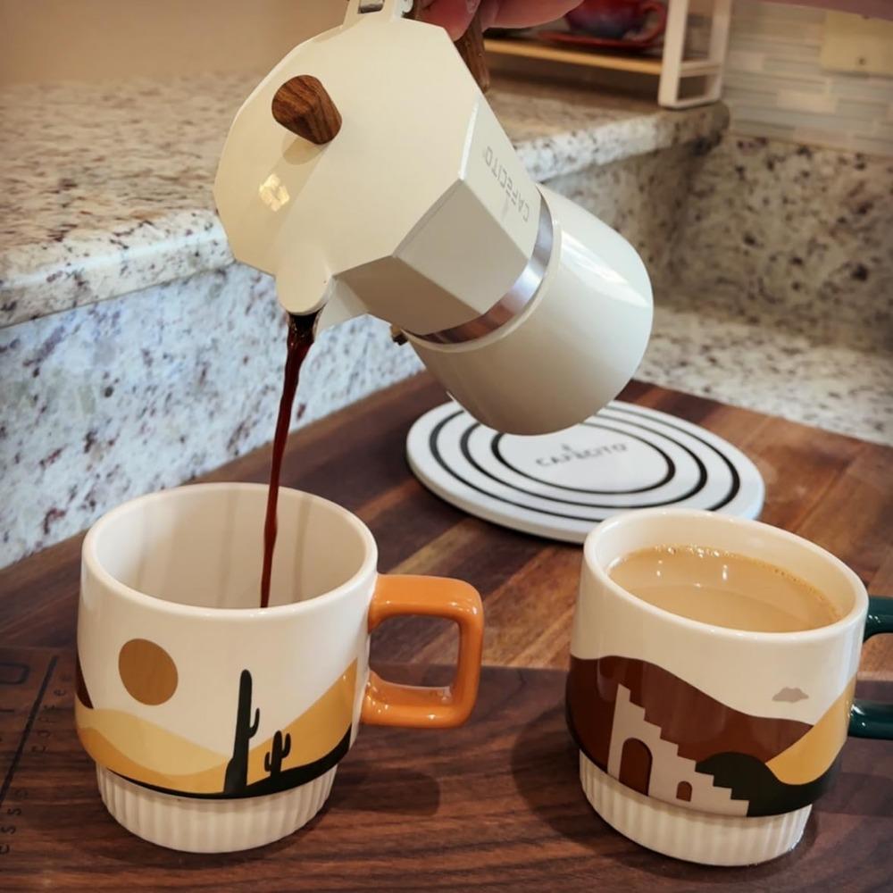 Cuban Coffee Starter Kit | Cafecito 6 Cups Moka Pot Set | Cafetera Cubana Stovetop Espresso Maker Set | Anti-Splash Valve Includ