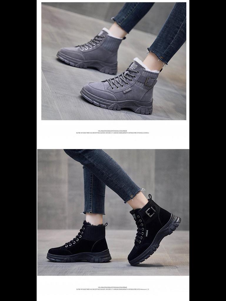 2024 Winter Korean Velvet Martin Boots for Female Students - Warm, Thickened Short Street Boots