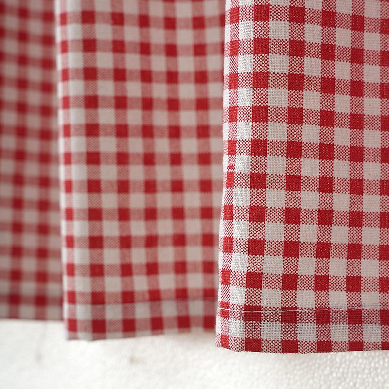 Thickened Print Plaid Short Curtains for Living Room Bedroom Kitchen Window Blocking Decorative Small Curtains