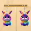 Regenbogen-Hase Acryl-Ohrringe - Süßer Oster- & Erntedankfest-Geschenk-Anhänger