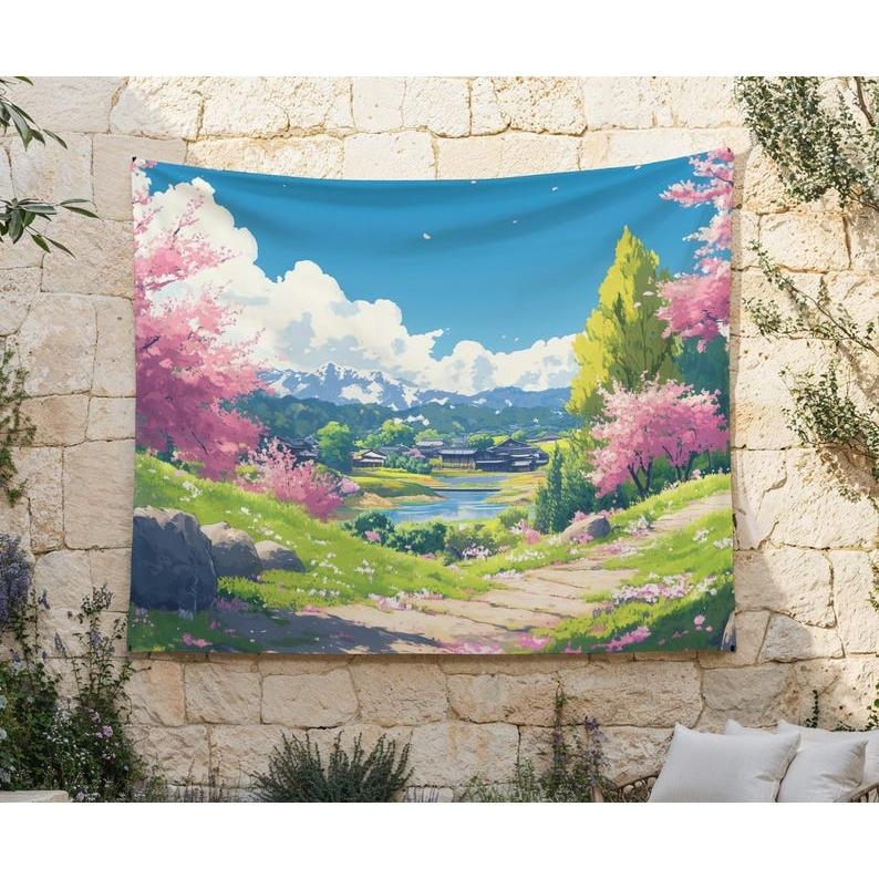 Cherry Blossom Valley tapestry 75x100