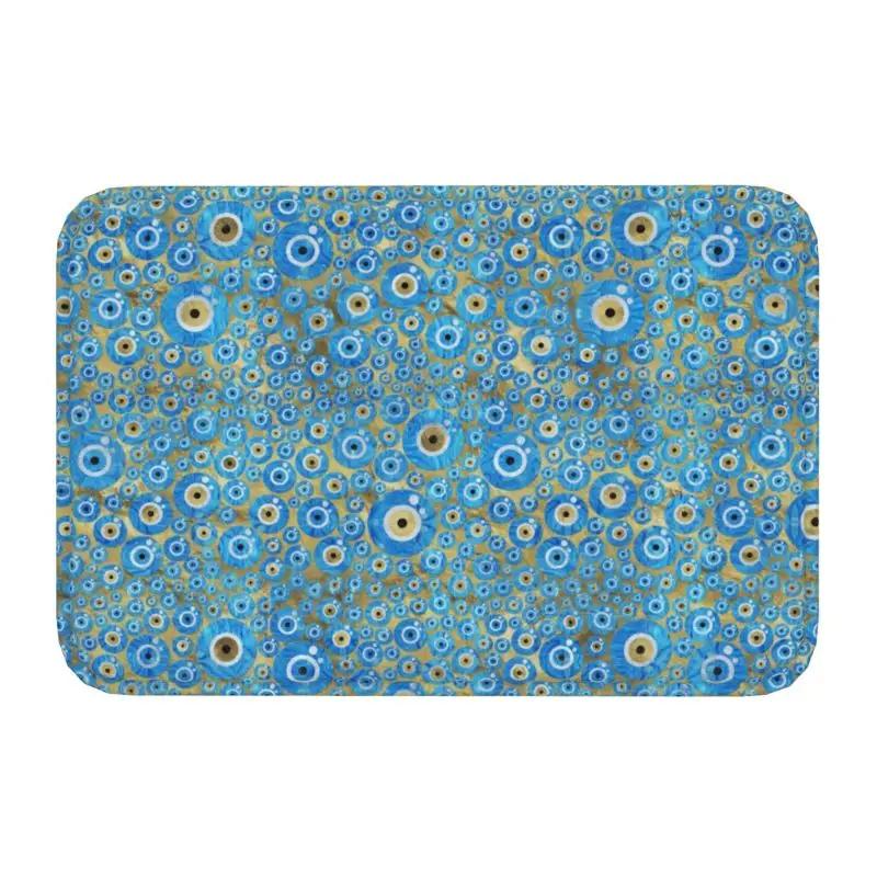 Custom Greek Turkish Evil Eye Doormat Mat Anti-Slip Mediterranean Style Kitchen Bathroom Living Room Rug Carpet 40*60cm