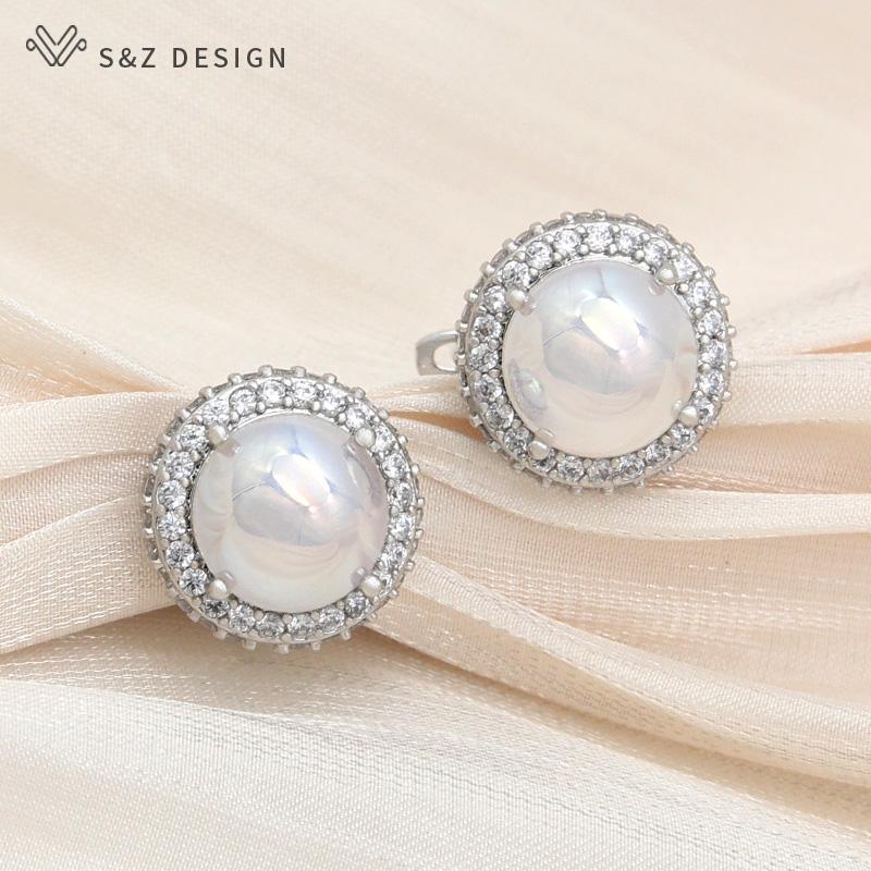 Fashion Luxury Rose Gold Color Round Cubic Zirconia Drop Earrings For Women Girl Elegant Wedding Jewelry
