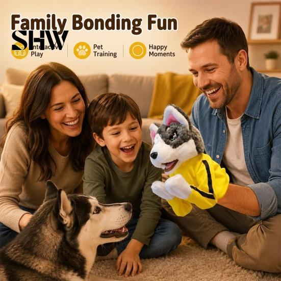 Durable Chew Toys for Dogs Boxing Animal Hand Puppet, Plush Shark Dinosaur Dog Toy Pets, Interactive Soft Cotton Filled Pet Play Training Prop,
