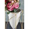 Metal 2-Piece Gold-Legged Decorative White Flowerpot