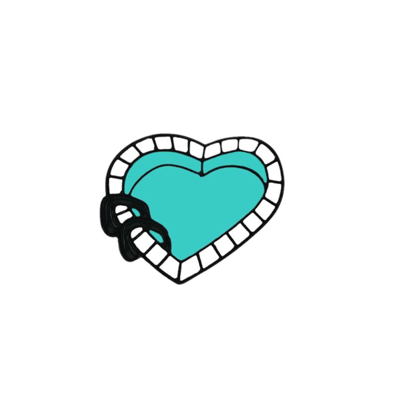 

Heart Shaped Swimming Pool Brooch Blue Cartoon Fun Enamel Pins Backpack Denim Lapel Badges Accessories Gifts Jewelry For Friends