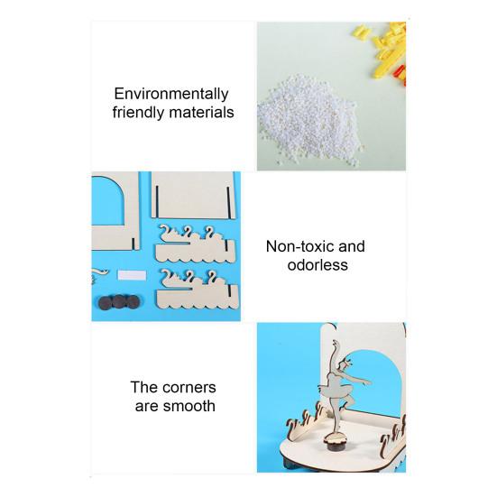 1 Set DIY Magnetic Ballet Girl Model Kit Handmade Wooden Puzzle Dance Stage Building Crafts Kids STEM Educational Science Experiment Toy