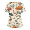 Women V Neck Scrub Top with Pockets Halloween Print Short Sleeve Nurse Uniform with Side Slits for Medical Workwear