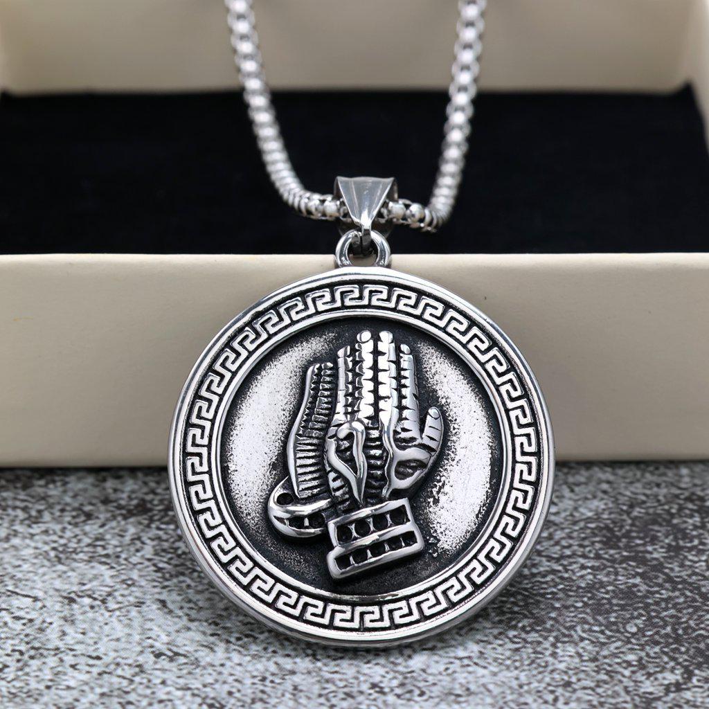 Retro Stainless Steel Men's Hand of Prayer Pendant Necklace