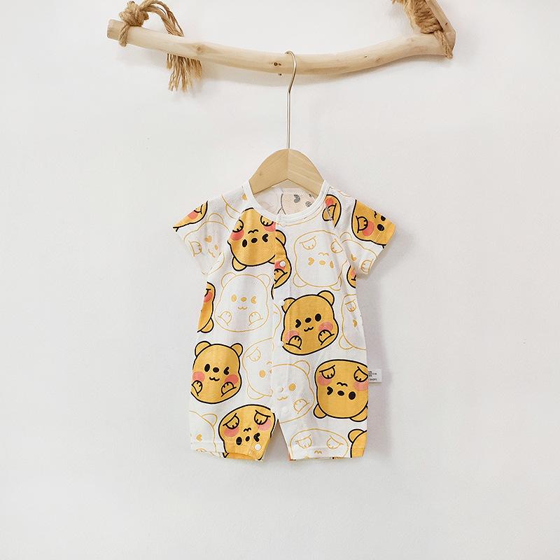 Summer Baby Bamboo Bodysuit: Lightweight, Breathable Short Sleeve Coverall for 3-24 Months