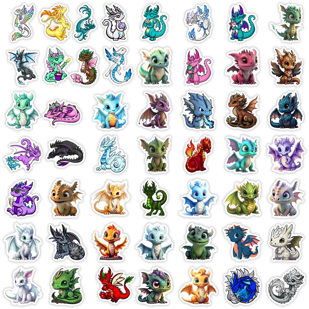 Cartoon Dragon Stickers Cute Western Funny Kids Anime Pet Dinosaur DIY Sketch Gift Phone Laptop Scrapbooking Waterproof Sticker