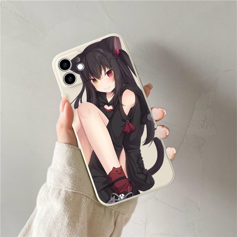 Husă din silicon de anime japonez pentru fată de desene animate pentru iPhone 11 14 Pro Max 13 12 Mini Xr Xs Max X 8 Plus 7 Se 2 Se 3 6s Husa din spate a telefonului