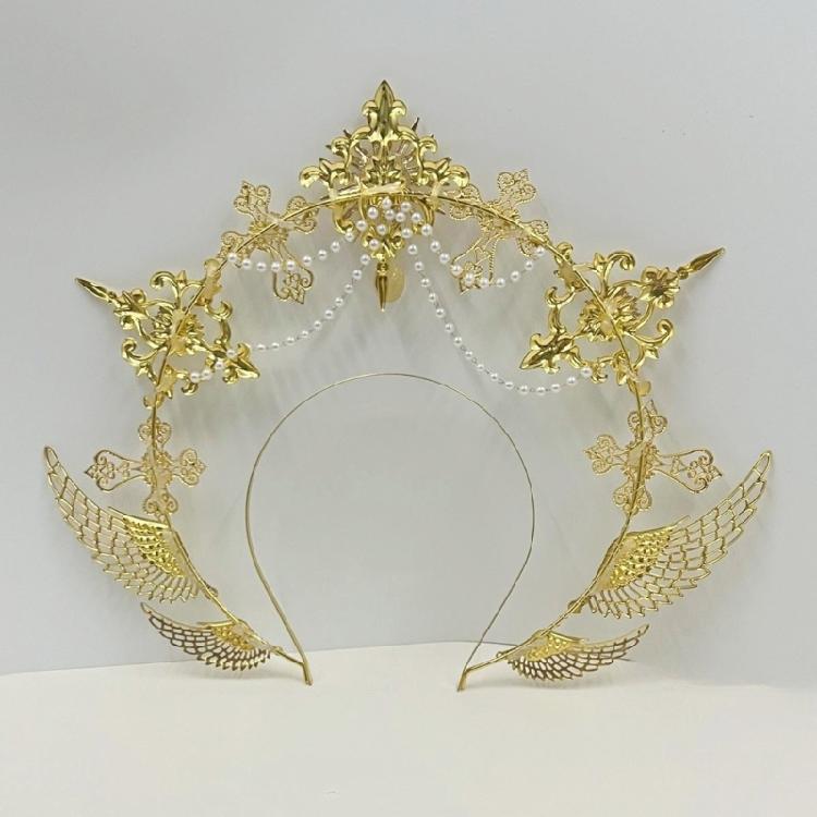 Heiligenscheine Kronen Marien Göttinnen Stirnband Göttinnen Kopfschmuck Kopfschmuck Tiaras Kronen Halloween Cosplay Hochzeitskostüm