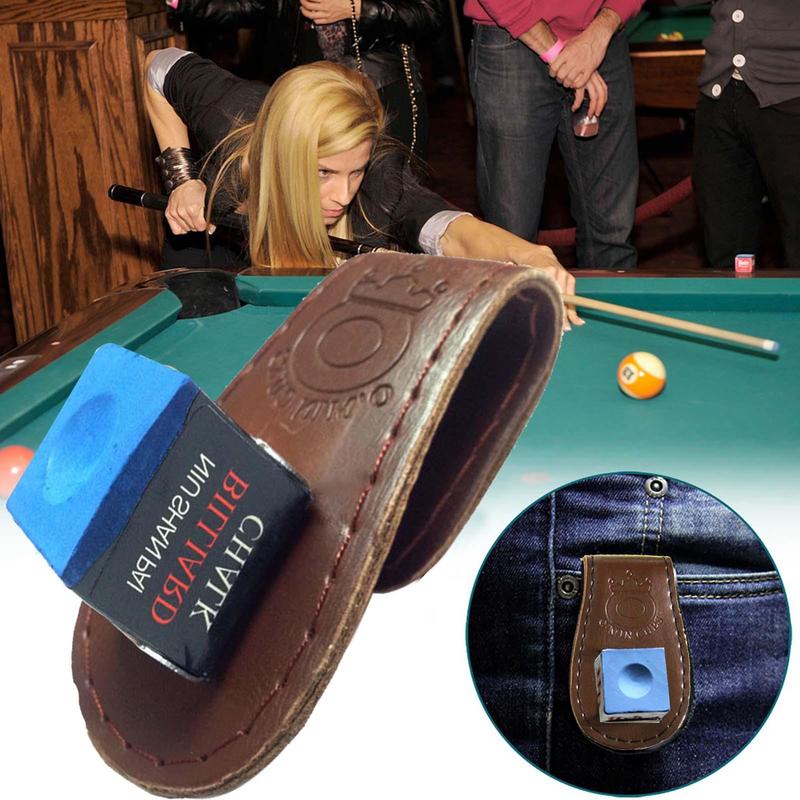 Magnetische Kreidetasche, Kreidehalter aus Leder für Billard-Queue, magnetischer Gürtelclip, kompaktes und fein genähtes Billard-Zubehör