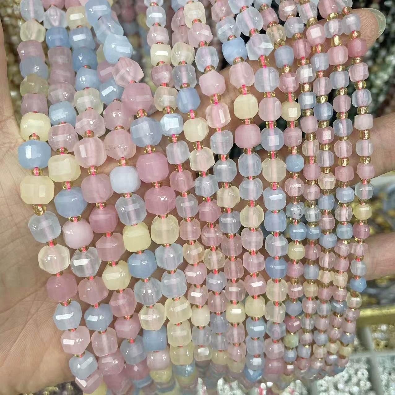 

Морганит граненые кубические бусины для изготовления украшений своими руками 6mm, approx. 38cm