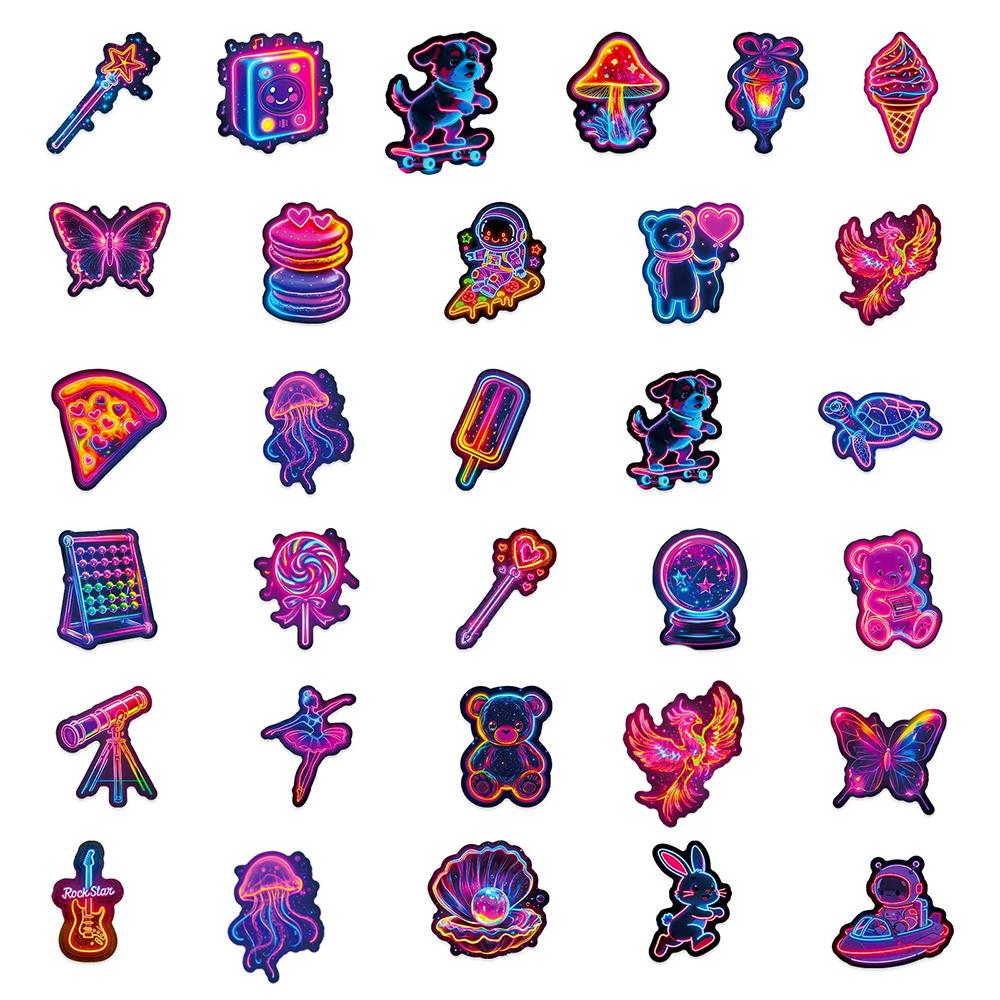 10/30/56pcs Cute Cartoon Neon Light Stickers Funny Animals Food Pattern Decals Fridge Phone Suitcase Creative Graffiti Sticker