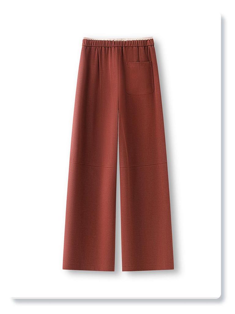 Women's Black Casual Wide Leg Sweatpants - Spring 2025, Slimming Fit with Elastic Waist