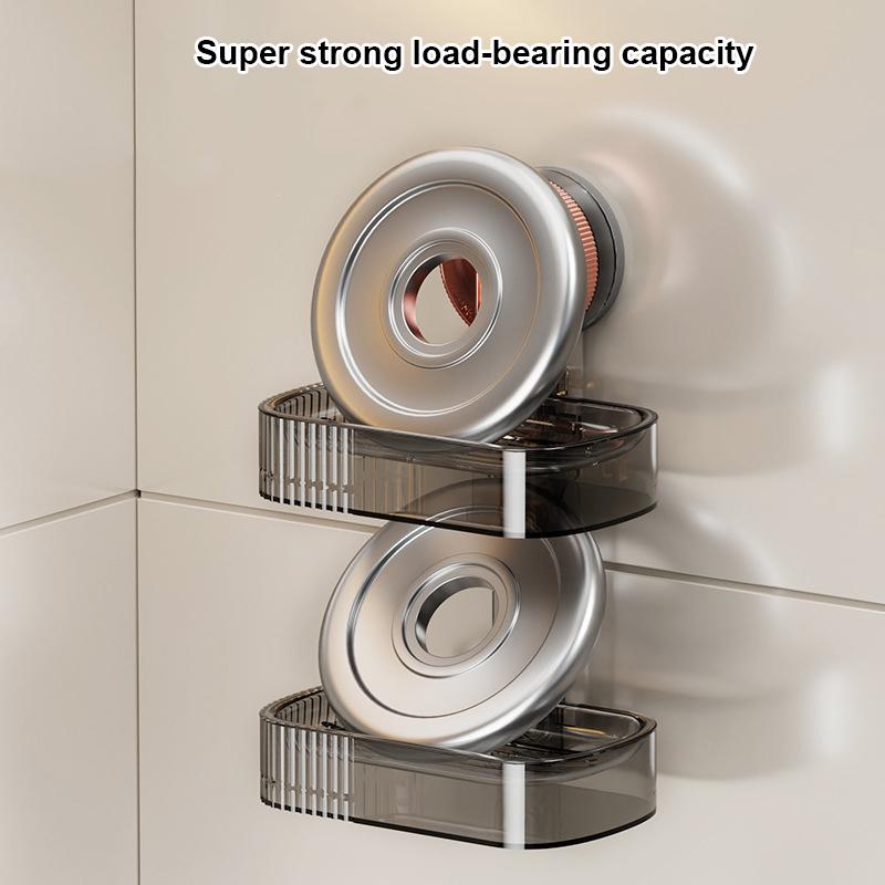 Double Layer Soap Dish Suction Cup Soap Holder Strong Sponge Holder for Shower Bathroom Tub Kitchen Sink Drill-Free Removable