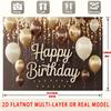 2D Modern Brown Gold Happy Birthday Backdrop for Stylish & Adult Celebrations